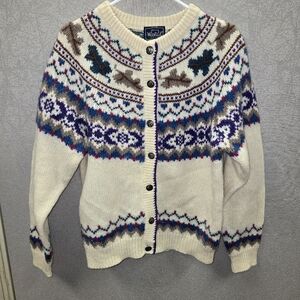 Woolrich Vintage 90s Chunky Wool Mohair Vintage Cardigan Sweater Large Cottage